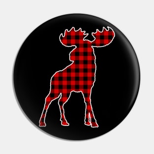 Buffalo Plaid Moose Christmas Gift Pin