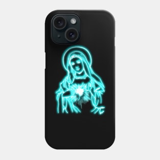 Light Blue Neon Virgin Mary Phone Case