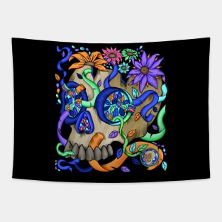 Skull Natures Color Garden - Dia De Los Muerto - Nature Lover Tapestry