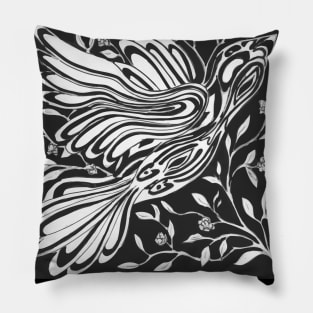 Free Bird Flight through Roses and Thorns Pillow