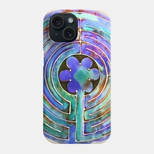 Blue Hand Painted Watercolor Labyrinth Phone Case