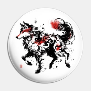 Chinese Style Ink Wolf Pin