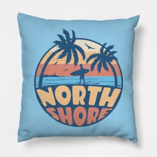 Vintage Surfing North Shore Oahu, Hawaii // Retro Summer Vibes // Grunge Surfer Sunset Pillow