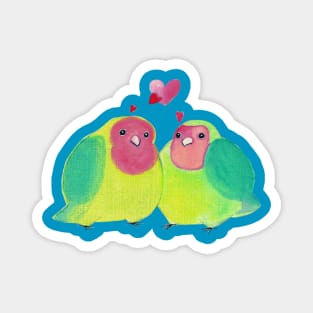 Cute Watercolor Love Birds Magnet