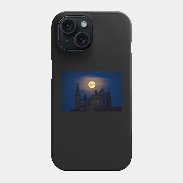 Whitby Abbey Moonrise Gothic Supermoon Benedictine Ruins IMG 1738 Phone Case by Spookydaz