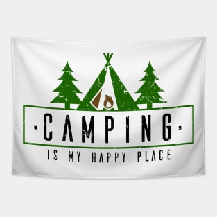Vintage Camping Is My Happy Place Camper Tapestry