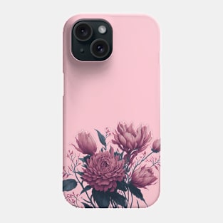 Beautiful bouquet of pink flowers on white background Phone Case