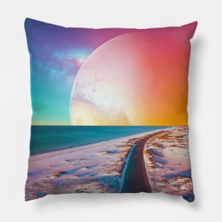 Snow Beach - Space Collage, Retro Futurism, Sci-Fi Pillow