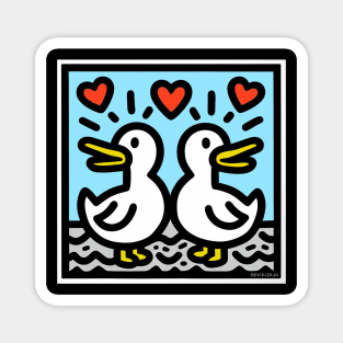 Love ducks - Pop art - Blue Magnet