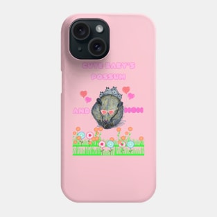 Cute baby possums with mom Phone Case