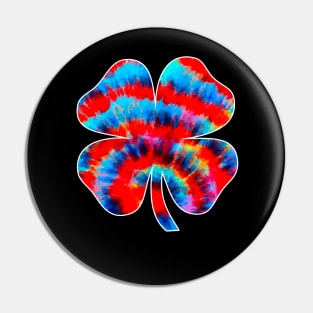 Irish Colorful Tie Dye Shamrock Lucky Four-leaf Clover St Patrick's Day Pin