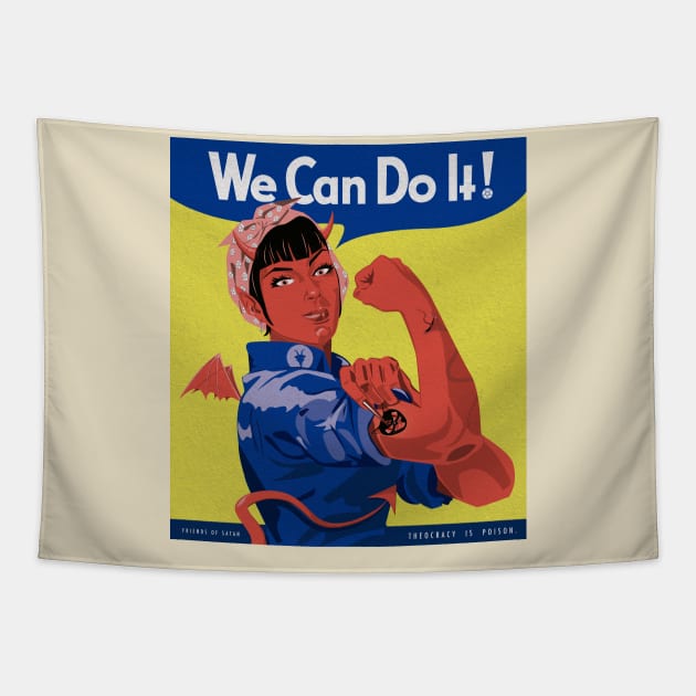 Satanic Rosie the Riveter Tapestry by SequinFreud