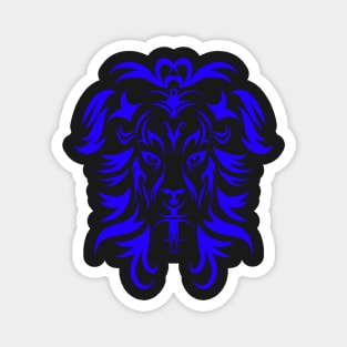 Tribal Tattoo Art Blue Lion Head Magnet