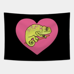 Pink Heart Colorful Chameleon for Chameleon Lovers Tapestry