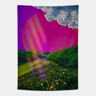 Neon Green Hill Tapestry