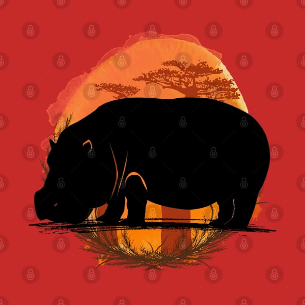 Hippo silhouette - savannah by Petprinty