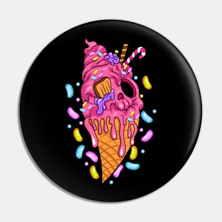 Ice Cream Cone Skull Art Design Pin