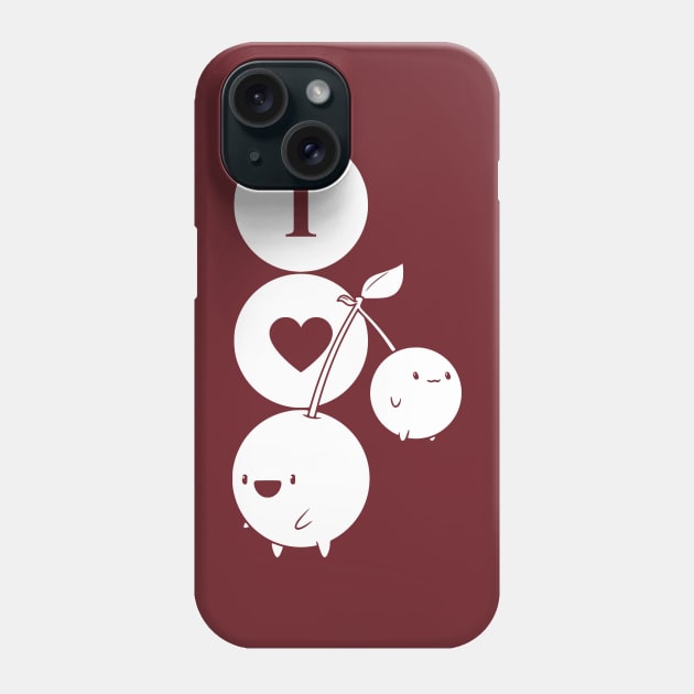 I Love Cherries (white print) Phone Case by CreatorJ