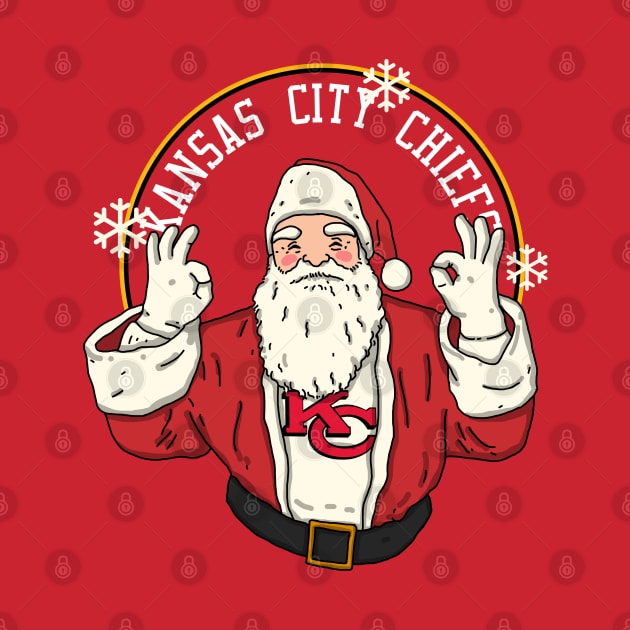 Santa Claus Loves Kansas City Chiefs by Luna Illustration