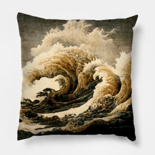 Scary vintage wave Pillow