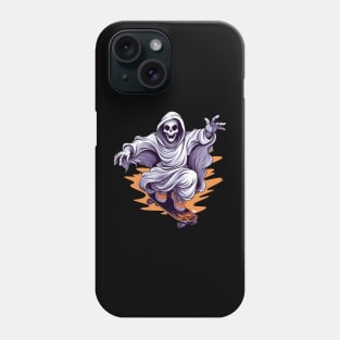 ghost riding a skateboard skaters skateboarding halloween Phone Case