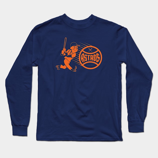 deadmansupplyco Vintage Baseball - Houston Astros (Orange Houston Wordmark) Long Sleeve T-Shirt