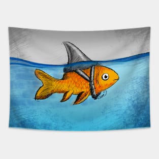 Attitude is everything! Goldfish with a shark fin. Tapestry