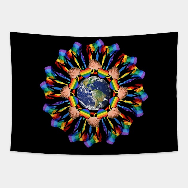 together pride power mandala Tapestry by burenkaUA