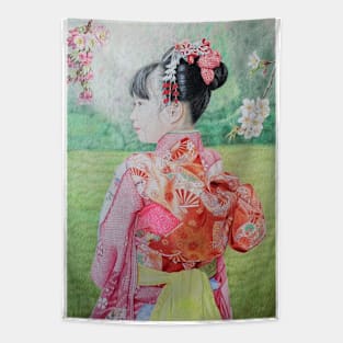 Girl in Kimono Tapestry