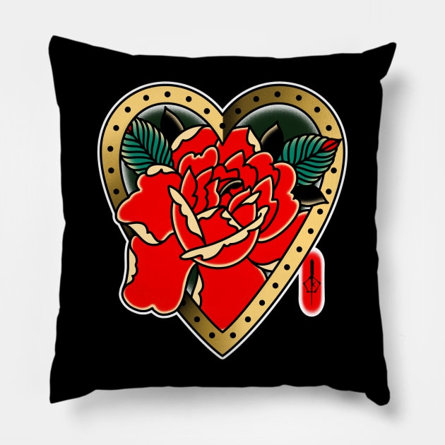 Heart Rose Pillow by Cole Kovatch Tattoos