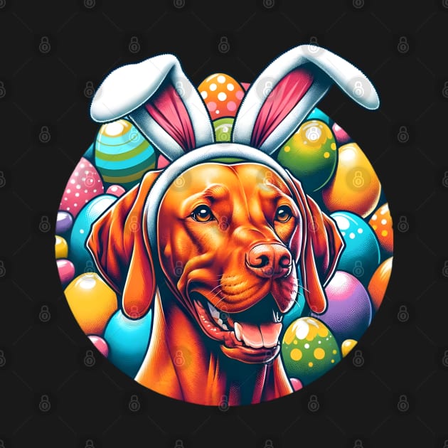 Vizsla Wears Bunny Ears Celebrating Easter Delight by ArtRUs