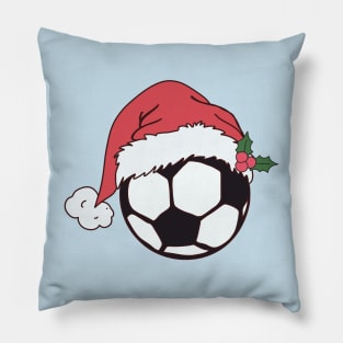 Soccer Ball with Christmas Hat Pillow