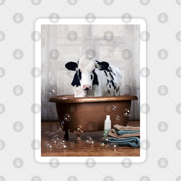 Cow in the Bathtub Magnet by DomoINK