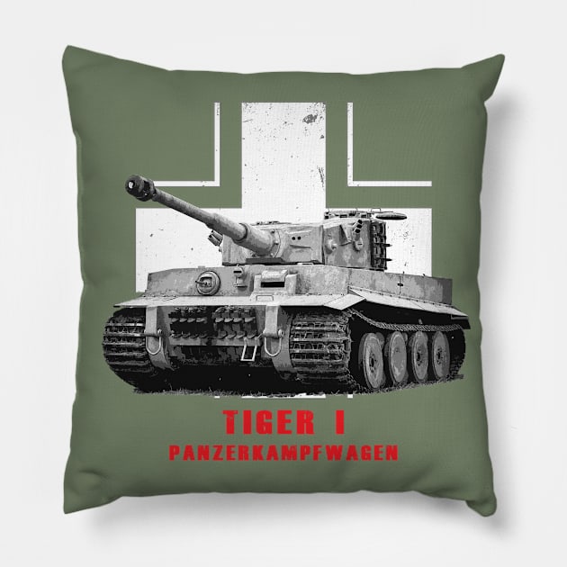 Panzerkampfwagen Tiger I Military tank WW2 Pillow by Jose Luiz Filho