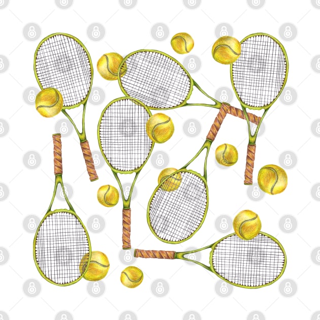 pattern with tennis rackets with tennis balls. color pencil by lisenok