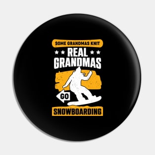 Snowboarding Grandma Snowboarder Old Woman Gift Pin