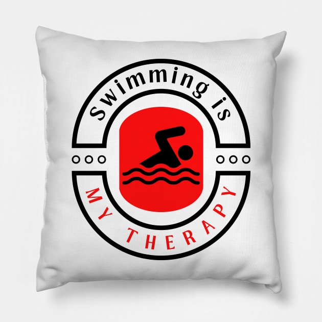 Swimming is my therapy motivational design Pillow by Digital Mag Store
