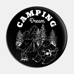 Camping Dream Bear Playing Guitar Camp Design Pin