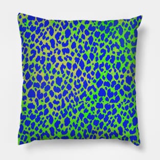 Blue on Green Animal Print Pillow