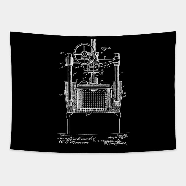 Wine Press Vintage Patent Hand Drawing Tapestry by TheYoungDesigns