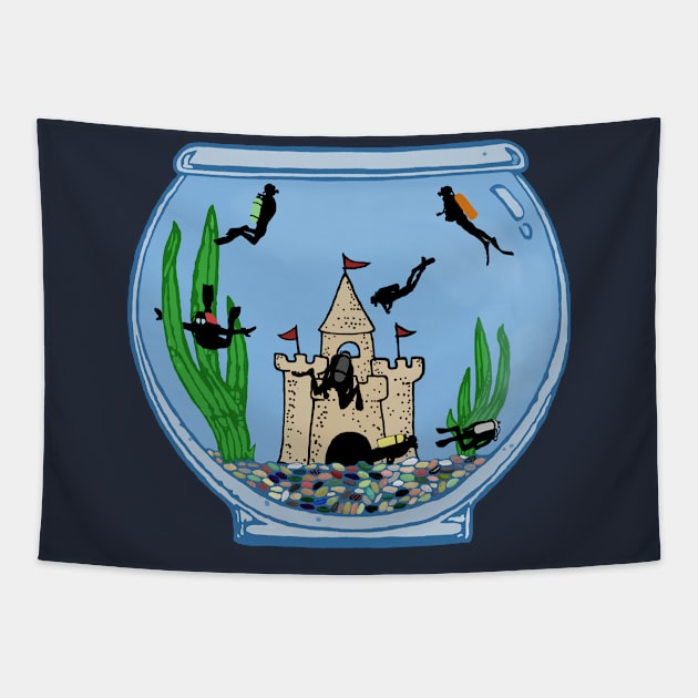 Fish Bowl Divers Tapestry by TenomonMalke