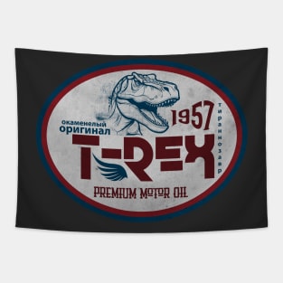 T-Rex Vintage Motor Oil Sign Tapestry