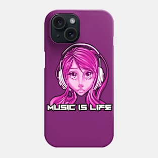 Music is Life Girl Headphones Phone Case