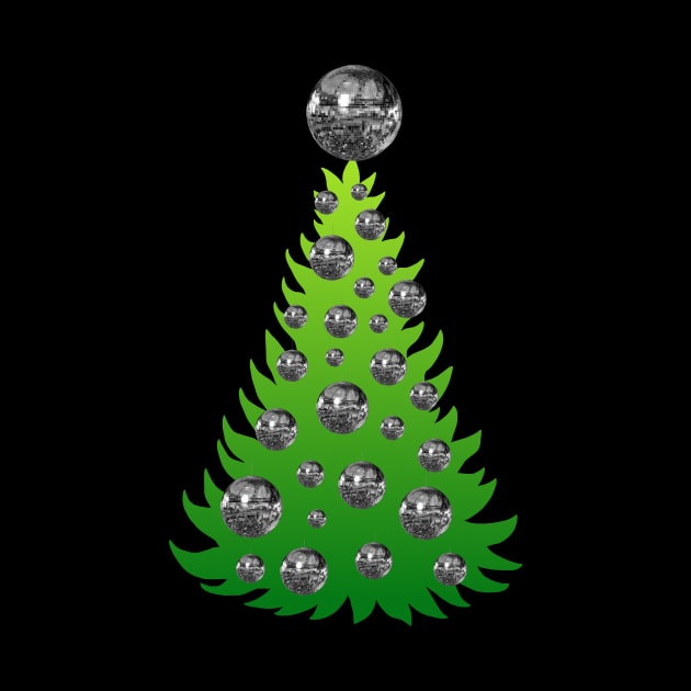 Christmas Tree with Silver Mirrored Disco Balls by Art by Deborah Camp