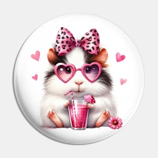 Valentine Hamster Drinking Ice Cream Pin