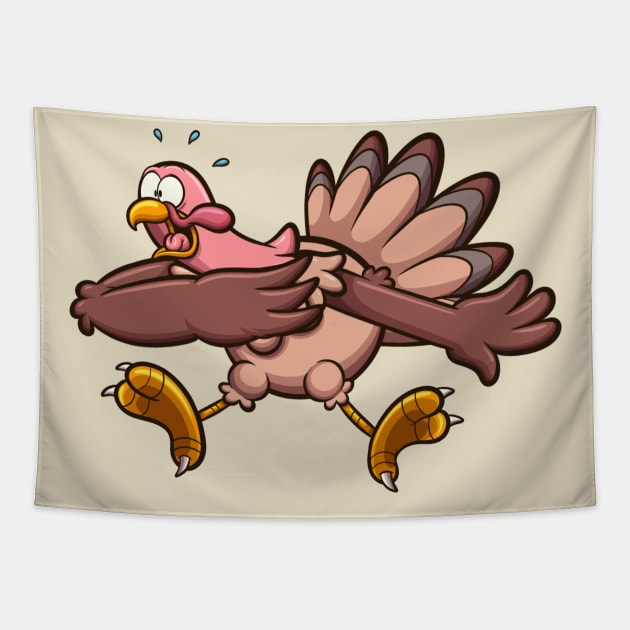 Shocked Cartoon Turkey Tapestry by TheMaskedTooner