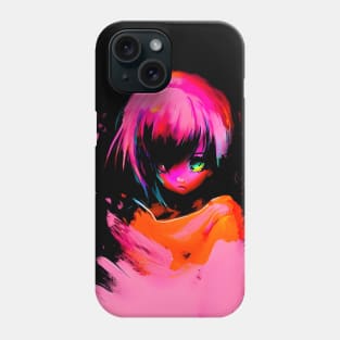 Pink Anime Girl Painting Phone Case
