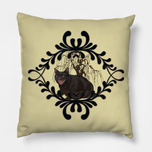 Funny angry black cat Pillow