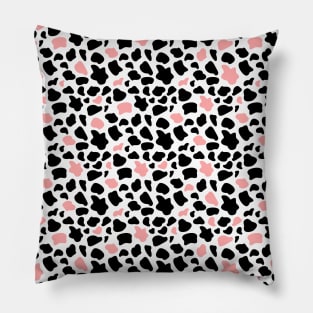 Pink and Black cow print Pillow