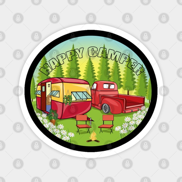 Happy Camper Art Magnet by Designoholic